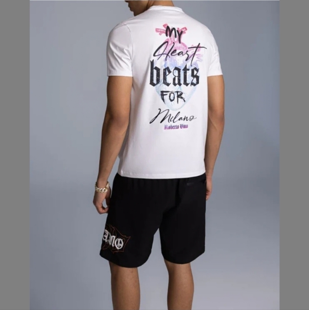 Men's T-Shirts Roberto Vino Milano Mens Heart Beat Tee Size Small
